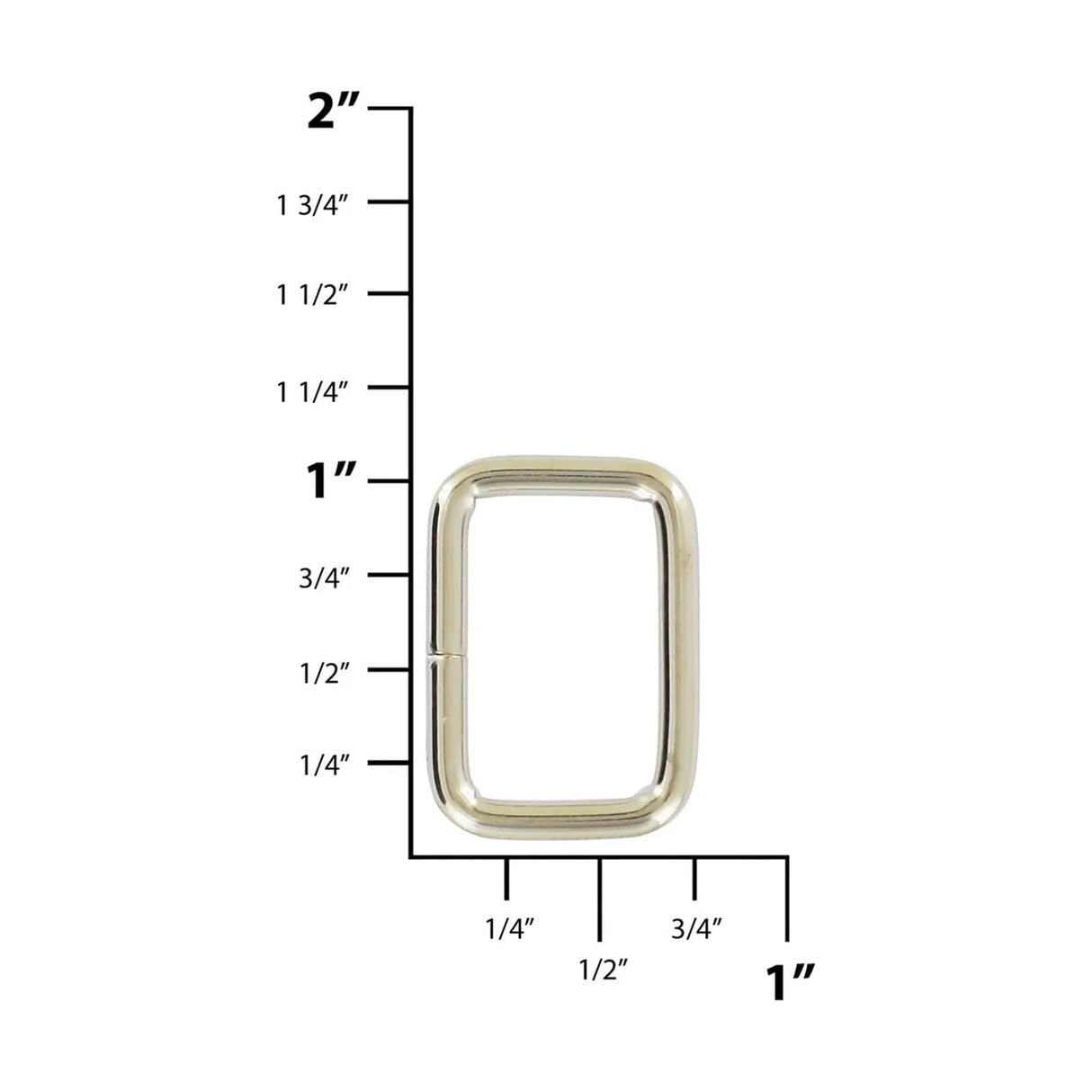 3/4" Shiny Nickel, Split Rectangular Ring, Steel, #C-25-3-4-NP