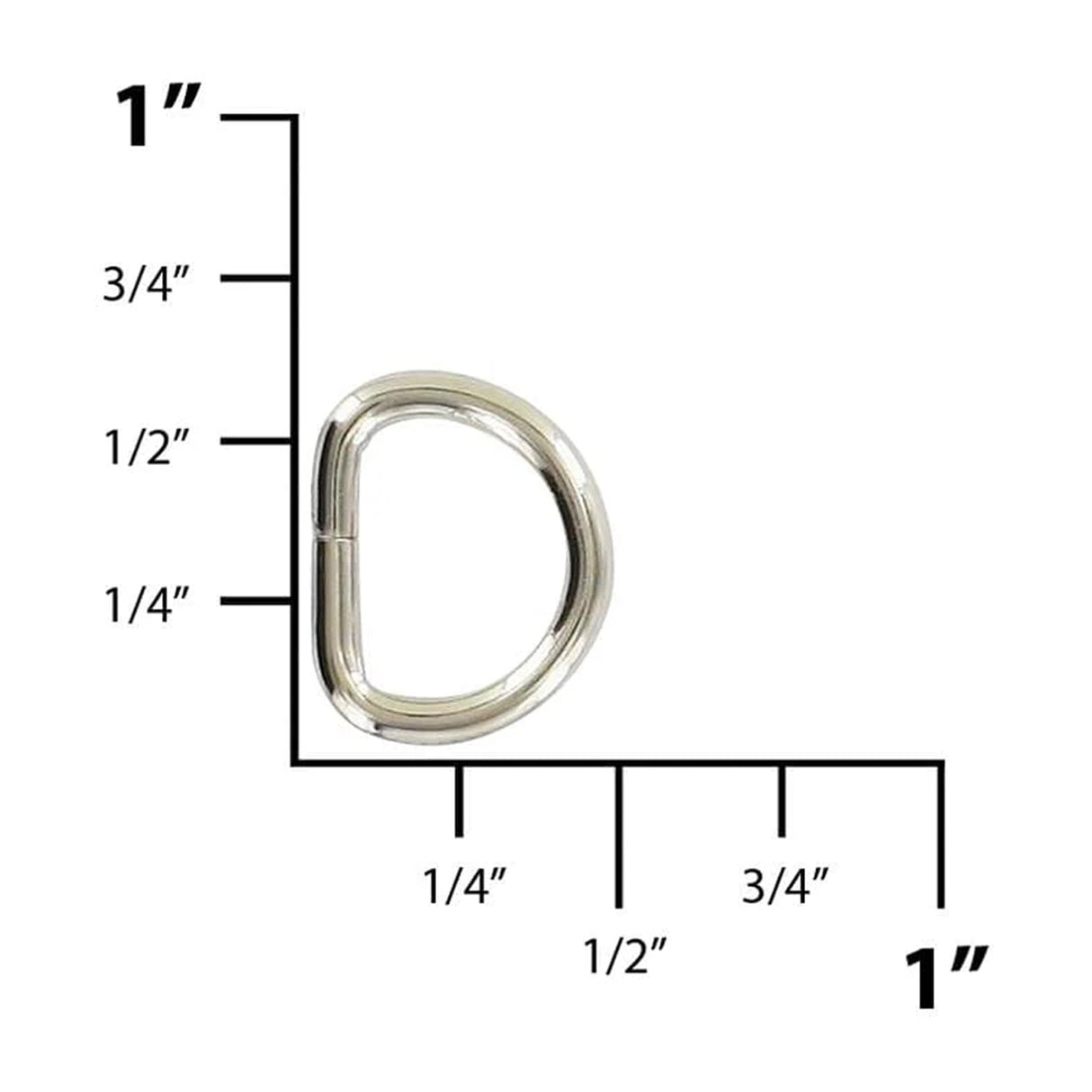 3/8" Nickel, Split D-Ring, Steel, #P-975-NP