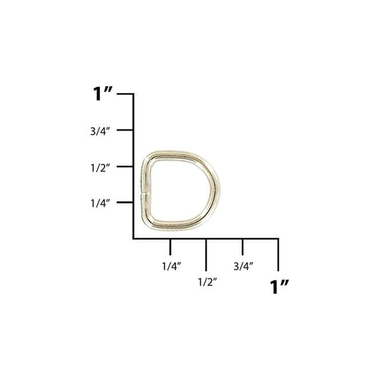 3/8" Nickel, Welded D Ring, Steel, #P-2227-NP