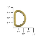 5/8" Antique Brass, Cast Flat D Ring, Zinc Alloy-PK5, #P-2563-ANTB