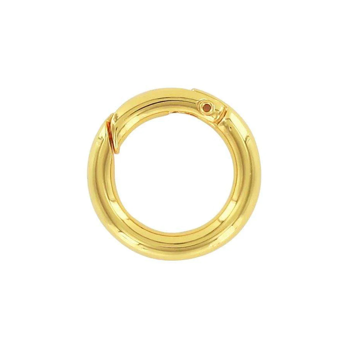 5/8" Shiny Gold, Spring Gate Round Ring, Zinc Alloy-PK5, #P-2578-GOLD