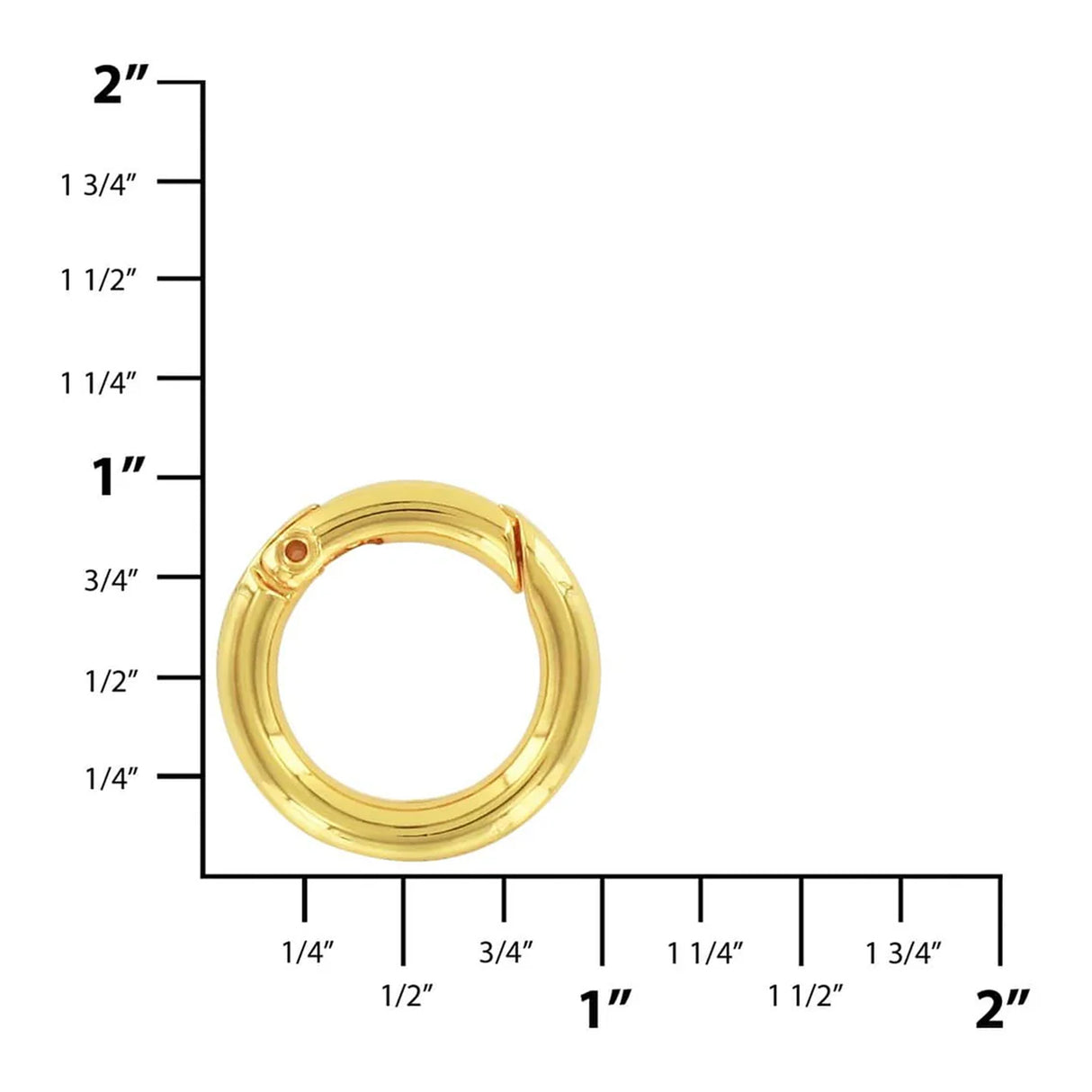 5/8" Shiny Gold, Spring Gate Round Ring, Zinc Alloy-PK5, #P-2578-GOLD