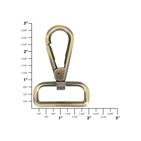 1 1/2" Antique Brass,  Lever Swivel Snap Hook Beveled, Zinc Alloy, #P-2892-ANTB