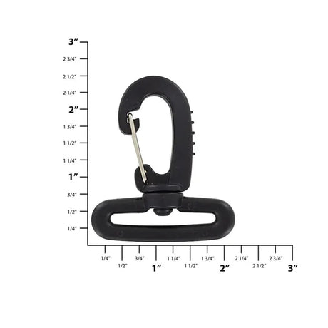 1 1/2" Black, Lever Swivel Snap Hook, Plastic, #C-1905