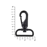 1 1/2" Shiny Black, Lever Swivel Snap Hook, Zinc Alloy, #P-2218-BLK