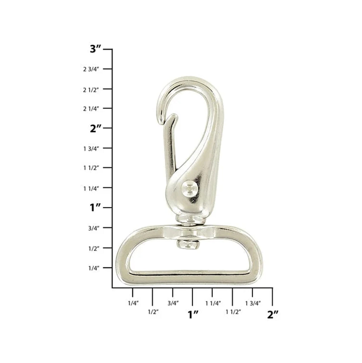 1 1/2" Shiny Nickel, Lever Swivel Snap Hook, Zinc Alloy, #P-2218-NP