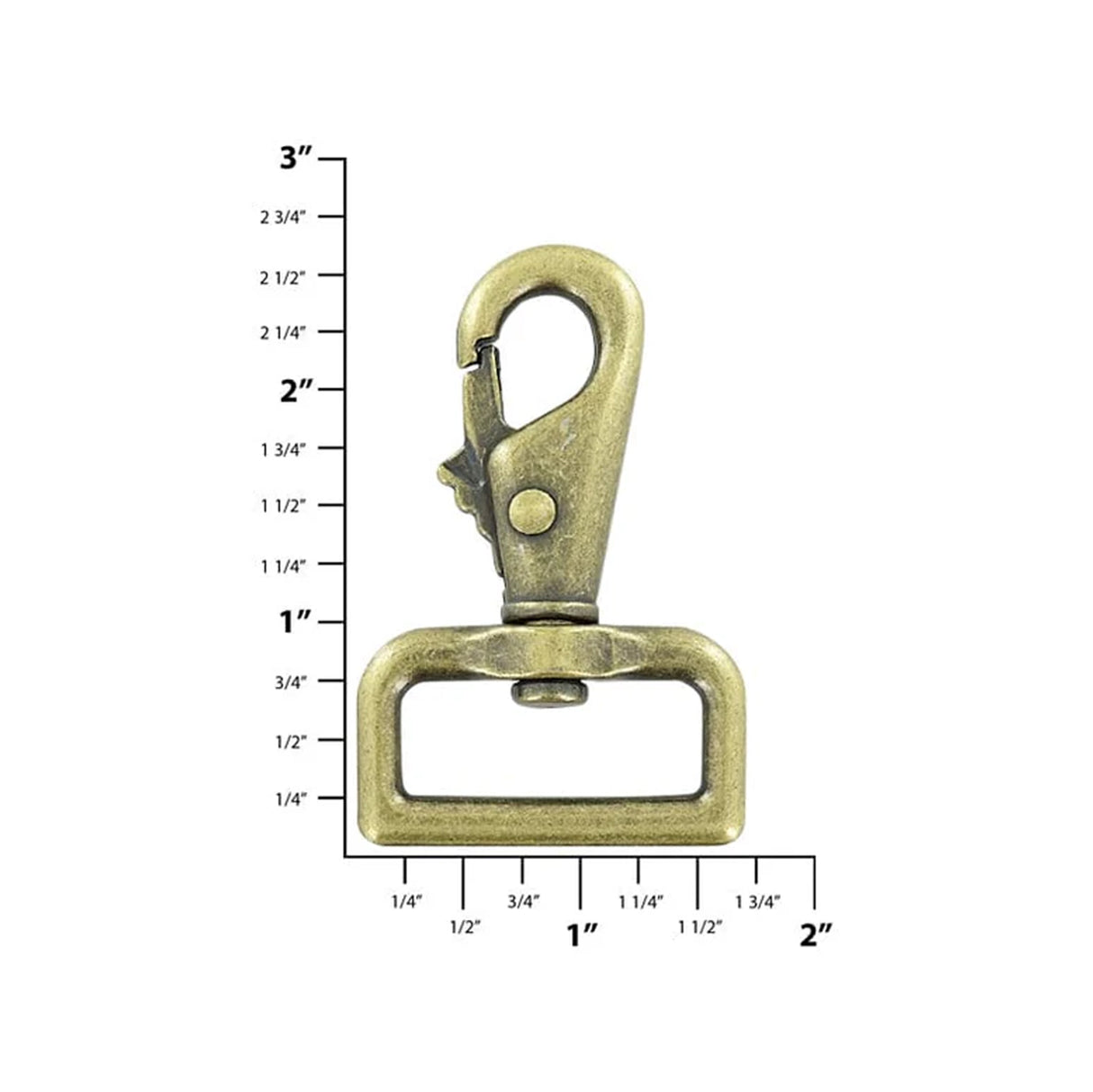 1 1/4" Antique Brass, Lever Swivel Snap Hook, Zinc Alloy, #P-2107-ANTB