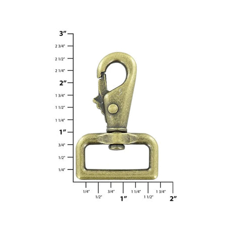 1 1/4" Antique Brass, Lever Swivel Snap Hook, Zinc Alloy, #P-2107-ANTB