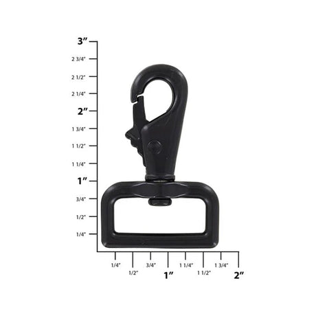 1 1/4" Matte Black, Lever Swivel Snap Hook, Zinc Alloy, #P-2107-BLK