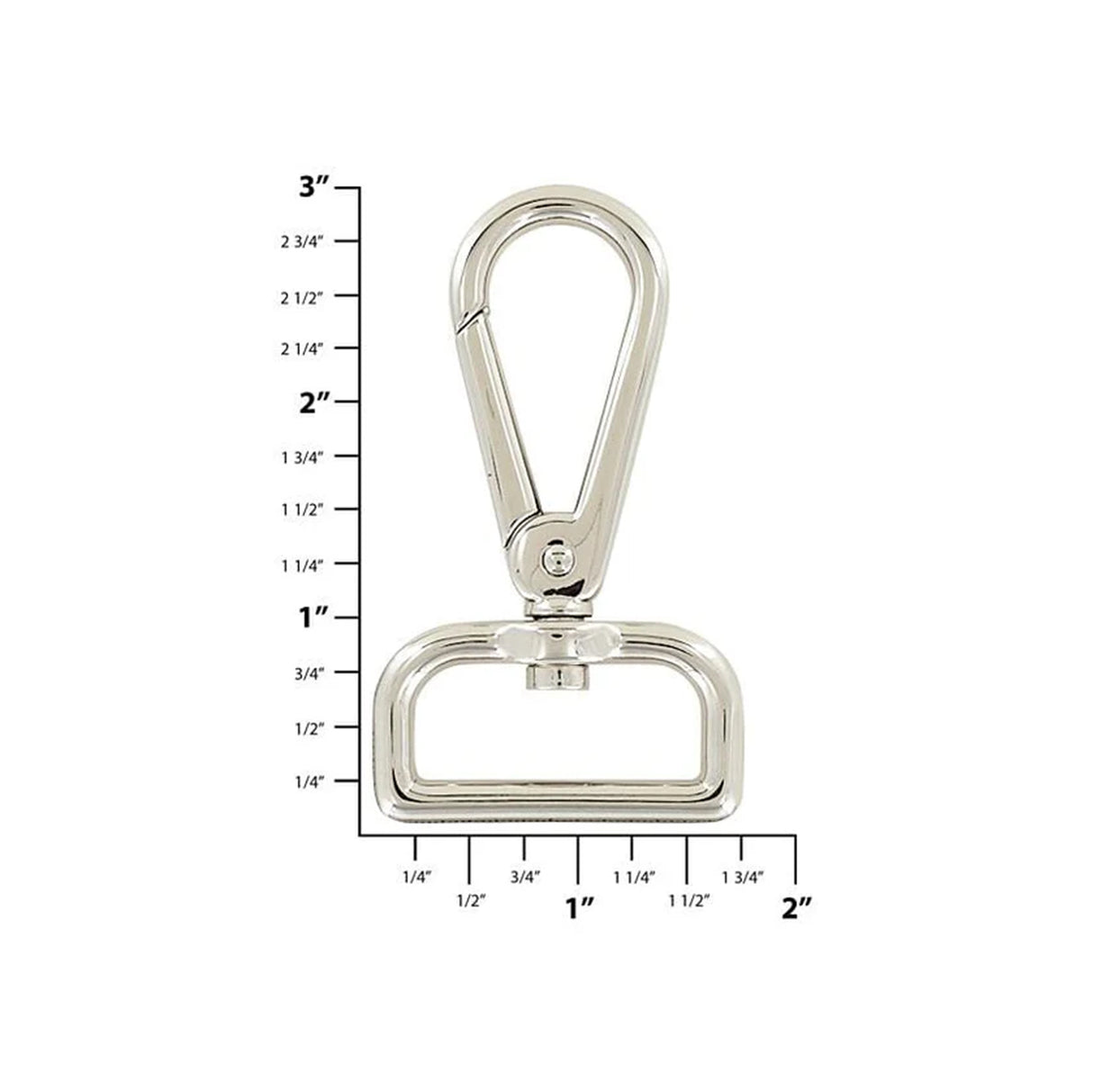 1 1/4" Shiny Nickel, Lever Swivel Snap Hook, Zinc Alloy, #P-2947-NIC