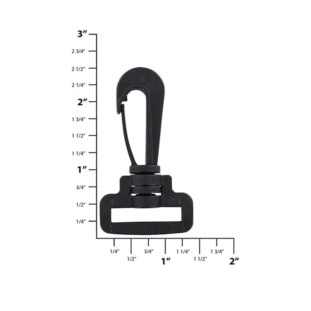 1" Matte Black, Lever Swivel Snap Hook, Plastic, #C-1745