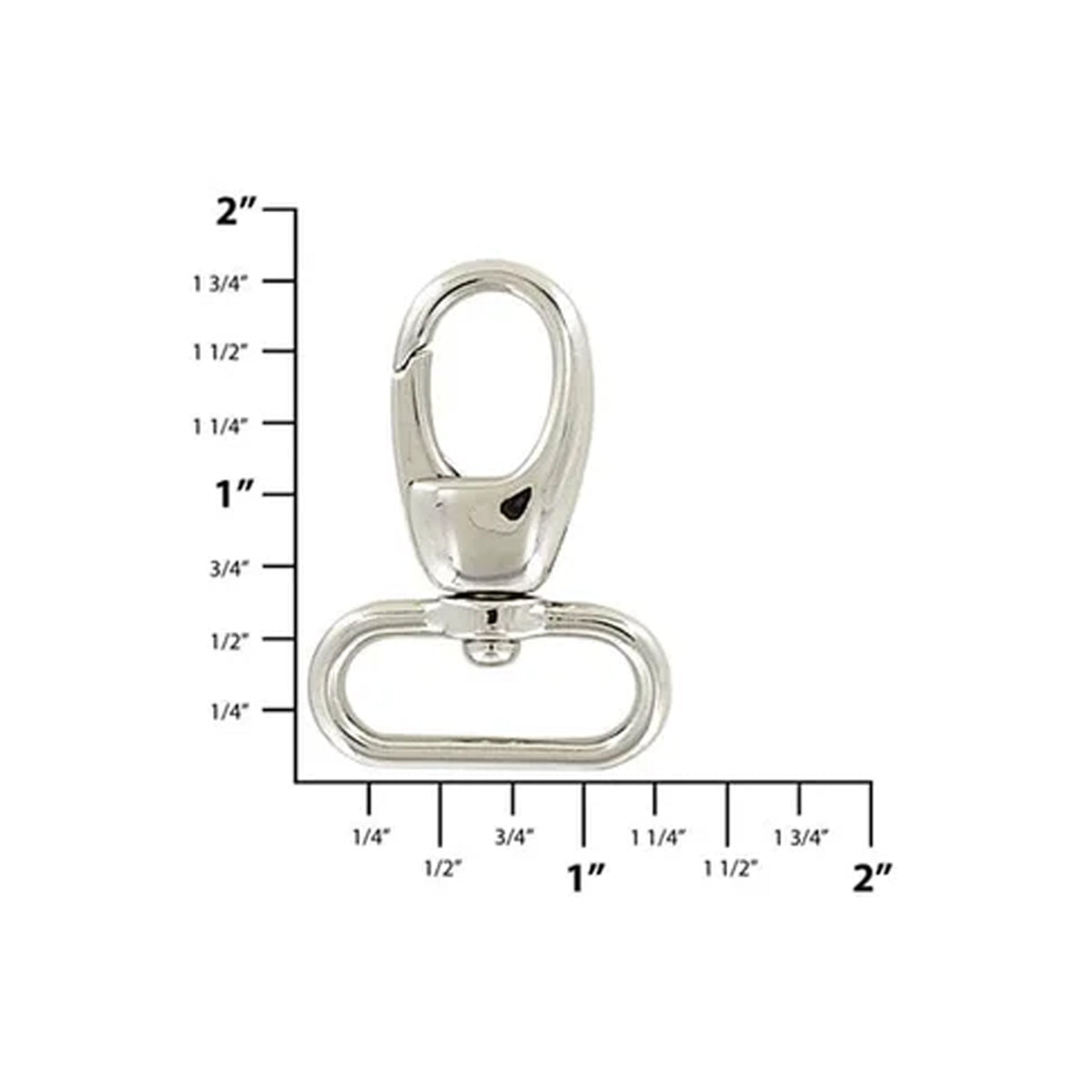 1" Shiny Nickel, Lever Swivel Snap Hook, Zinc Alloy, #P-2274-NP