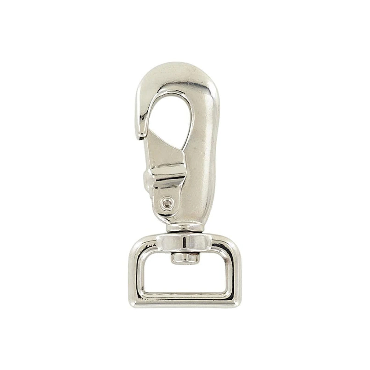 1" Shiny Nickel, Lever Swivel Snap Hook, Zinc Alloy, #P-2374