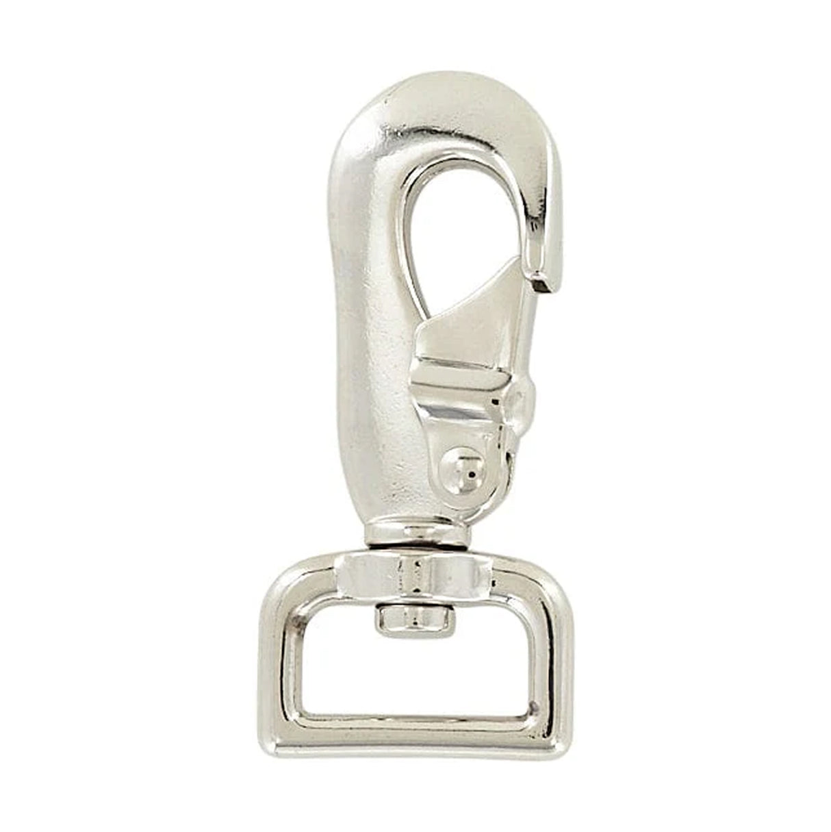 1" Shiny Nickel, Lever Swivel Snap Hook, Zinc Alloy, #P-2374