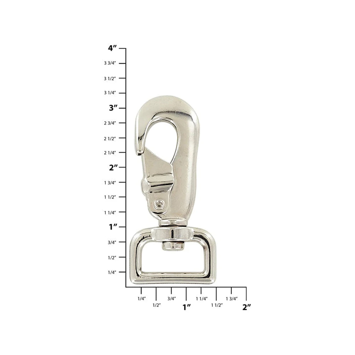 1" Shiny Nickel, Lever Swivel Snap Hook, Zinc Alloy, #P-2374