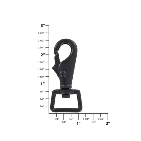 3/4" Shiny Black, Lever Swivel Snap Hook, Zinc Alloy, #P-3181-BLK