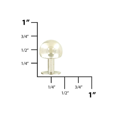 10 mm Nickel, Round Ball Bottom Stud, Solid Brass-PK10, #P-2998-SBN