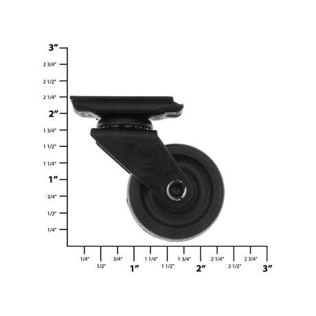 2" Black, Swivel Wheel, Steel, #L-1921-BLK