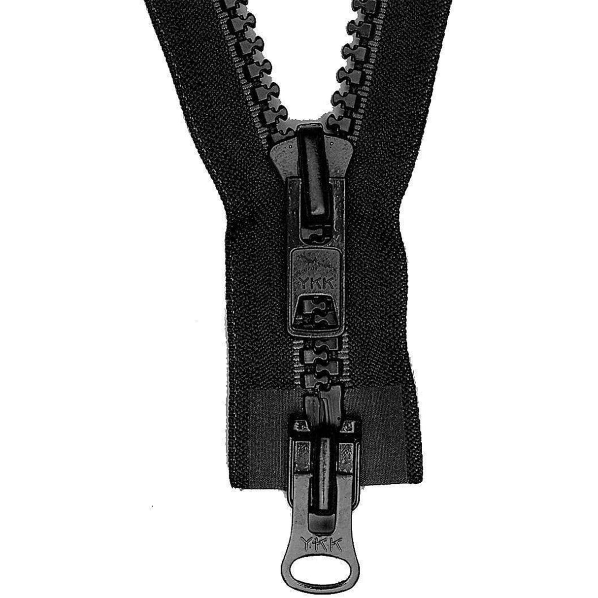 #10 Vislon, Black, 30" YKK Separating Two-Way Jacket Zipper, Plastic, #10VTW-30-BLK