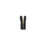 #6 Metal, Black, 12" YKK Closed End Zipper with Brass Teeth, #6CEB-12-BLK