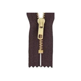 #6 Metal, Brown, 12" YKK Closed End Zipper with Brass Teeth, #6CEB-12-BRO