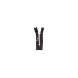 #3 Metal, Black, 8" YKK Closed End Handbag Zipper with Brass Teeth, #451-8-BLK-BRS