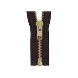 #10 Metal, Brown, 24" YKK Separating Jacket Zipper with Brass Teeth, #9JK-24-BRO-B