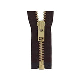 #10 Metal, Brown, 30" YKK Separating Jacket Zipper with Brass Teeth, #9JK-30-BRO-B