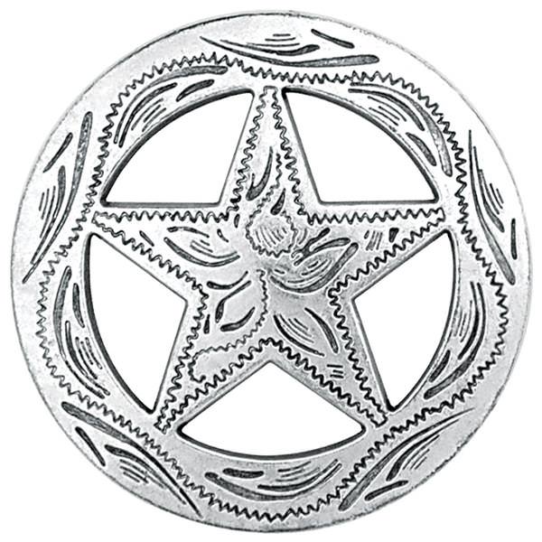 Star Concho, 1-1/4" Antique Silver/Zinc Die Cast