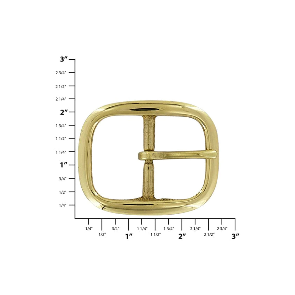 1 1/2" Brass, Center Bar Buckle, Solid Brass, #C-1346-SB