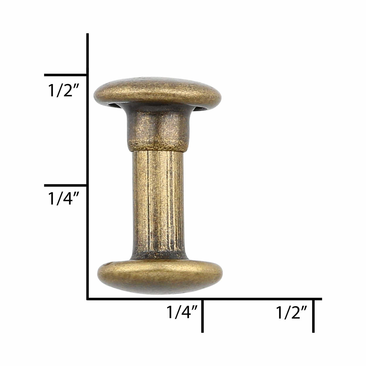 Ohio Travel Bag Fasteners 12mm Antique Brass, Double Cap Jiffy Rivet, steel, #A-339-ANTB A-339-ANTB