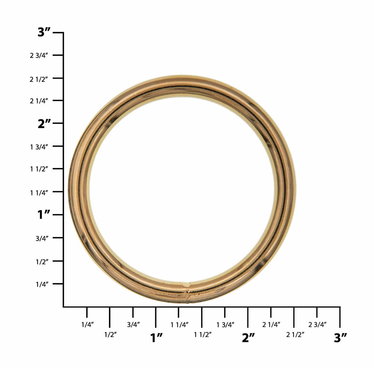 Ohio Travel Bag Rings & Slides 2" Brass, Welded Round Ring, Steel, #P-2238-BRS P-2238-BRS