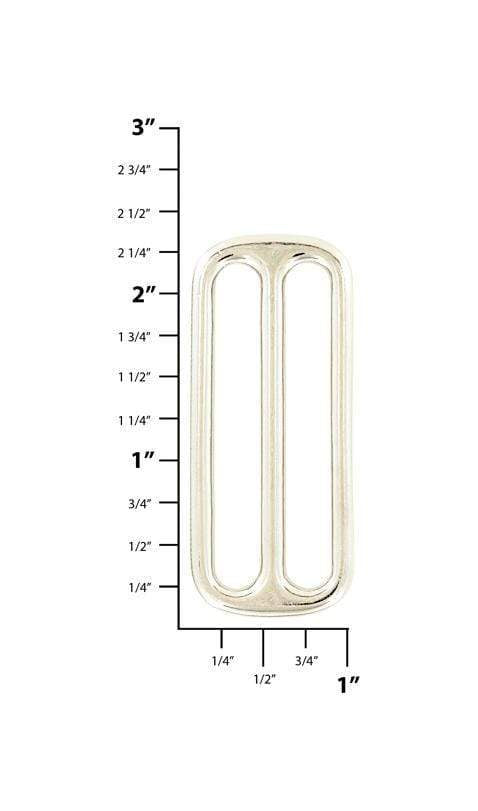 Ohio Travel Bag Rings & Slides 2" Nickel, Cast Triglide, Solid Brass, #P-2249-SBN P-2249-SBN