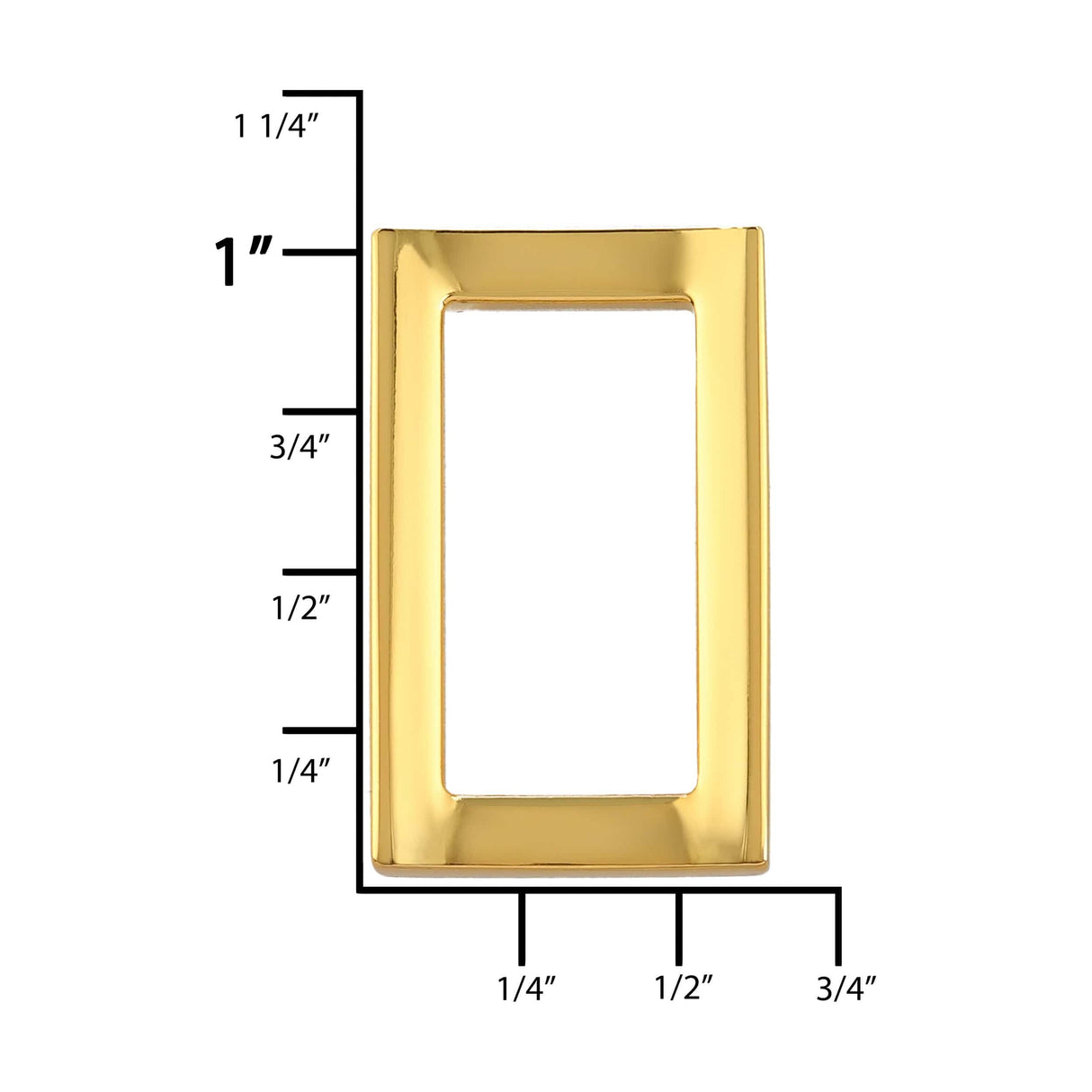 Ohio Travel Bag Rings & Slides 3/4" Gold, Rectangular Concave Ring, Zinc Alloy, #P-2556-GOLD P-2556-GOLD