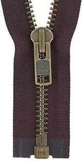 Ohio Travel Bag Zippers 36in Bomber Jacket Zipper Brown With Antique Brass Teeth, #9BJ-36-BRO-ANT 9BJ-36-BRO-ANT